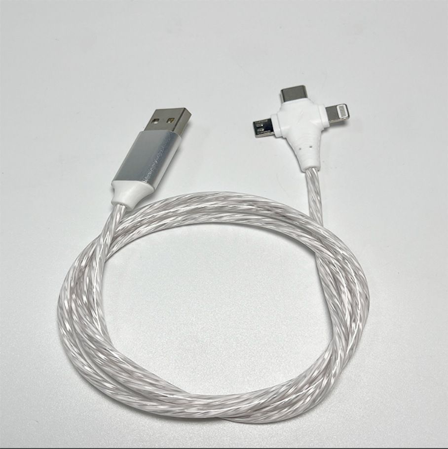 Araba kullanımı için üçü bir arada ışıklı veri kablosu, Apple type-c ışıklı taşınabilir çok bağlantı noktalı ışıklı hızlı şarj flaş şarjı için uygundur
