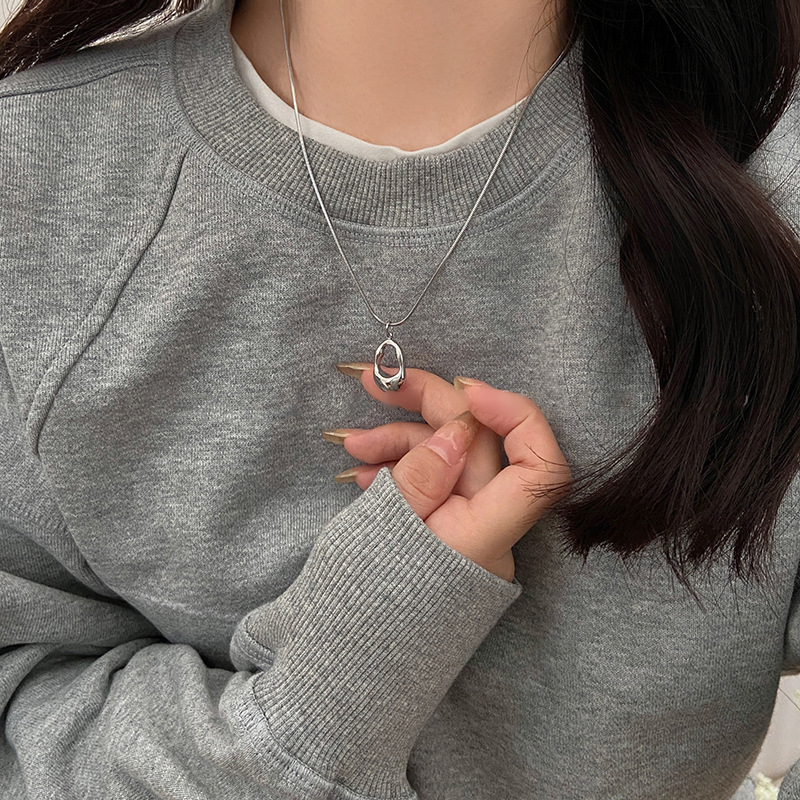 Stainless steel geometric necklace, minimalist design, pendant