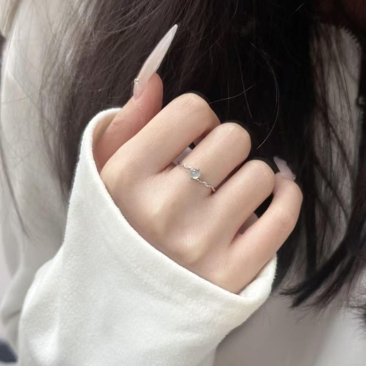 Blaugewässerter Ring, verstellbar, Damendesign