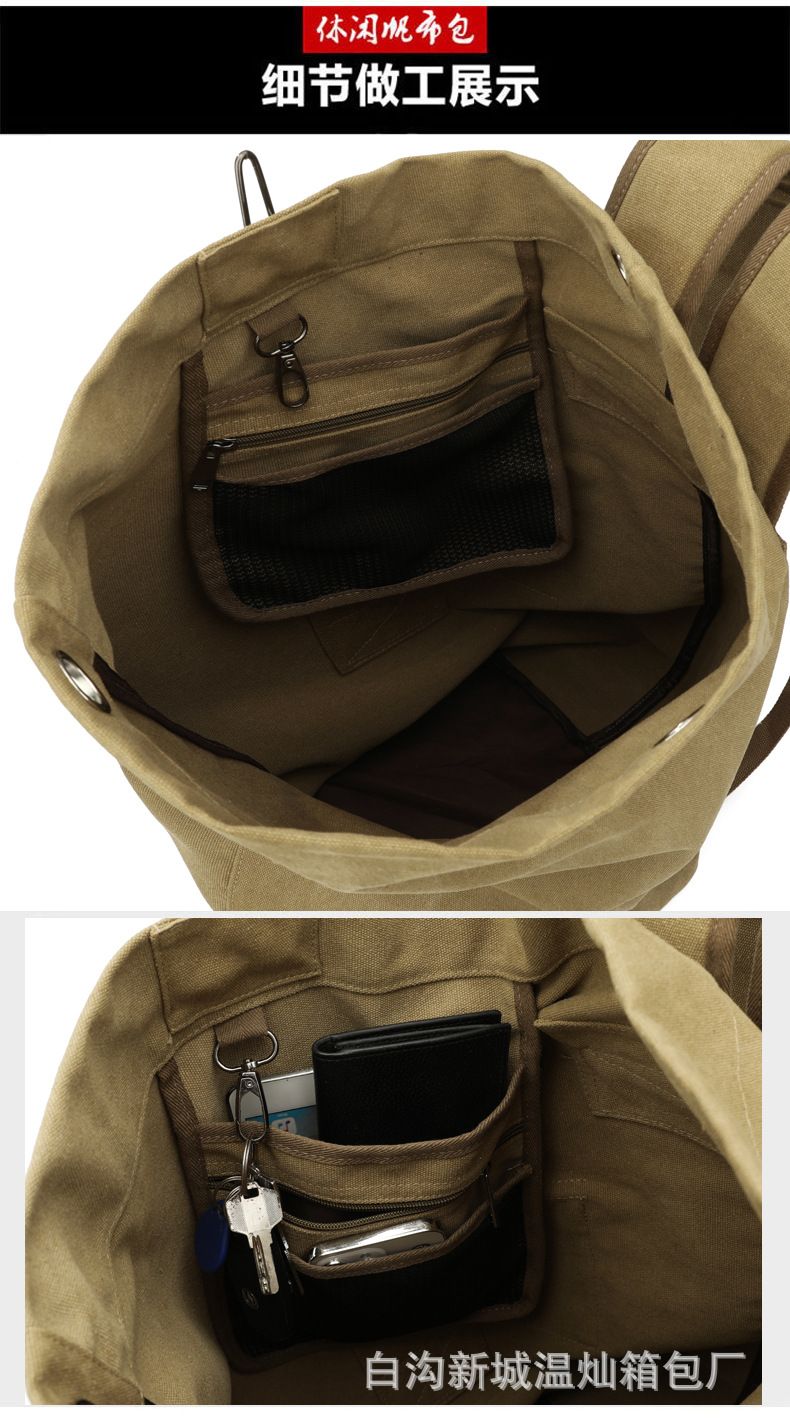 Leinwand-Zylinder-Rucksack, Laptop-Fach, unisex, Reisen