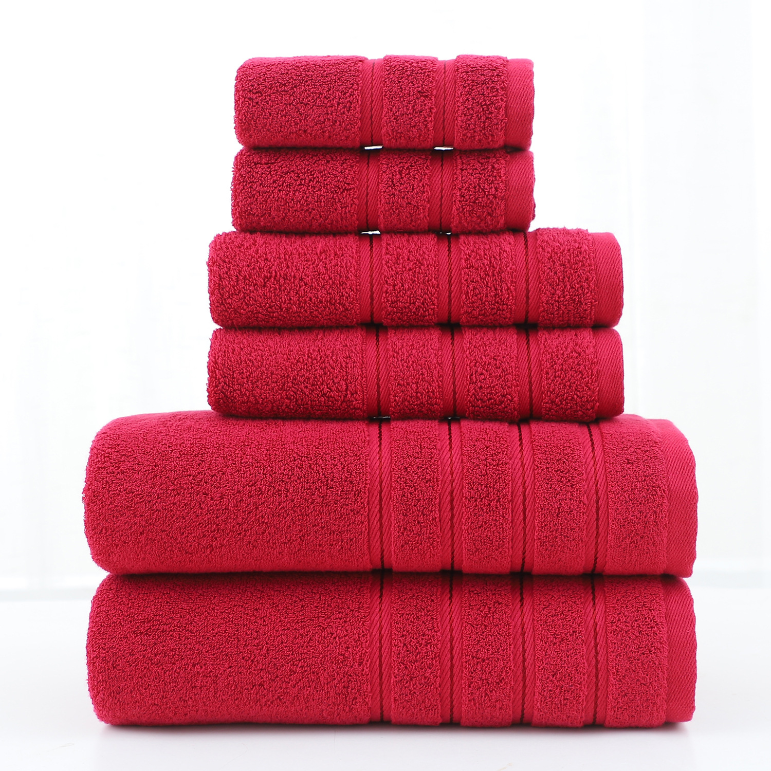 Cotton towel set 6-piece twill weave combed cotton bath and hand towels