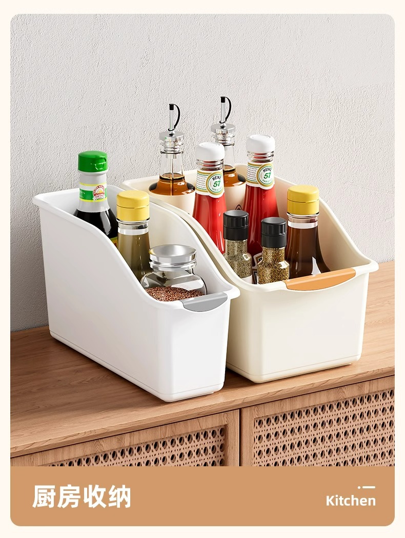 Rolling kitchen organizer storage box for countertop and under-sink