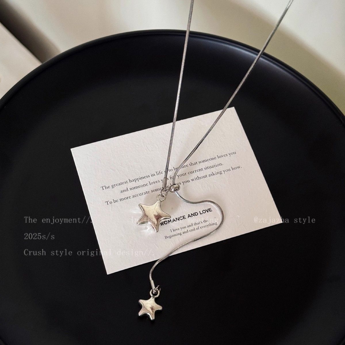 Star necklace, long length, adjustable, sweater chain