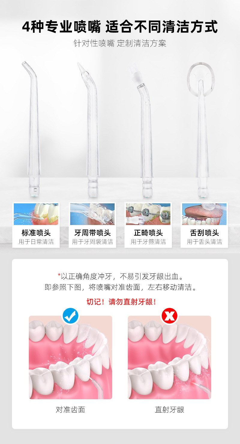 Portable electric oral irrigator, water flosser for home use