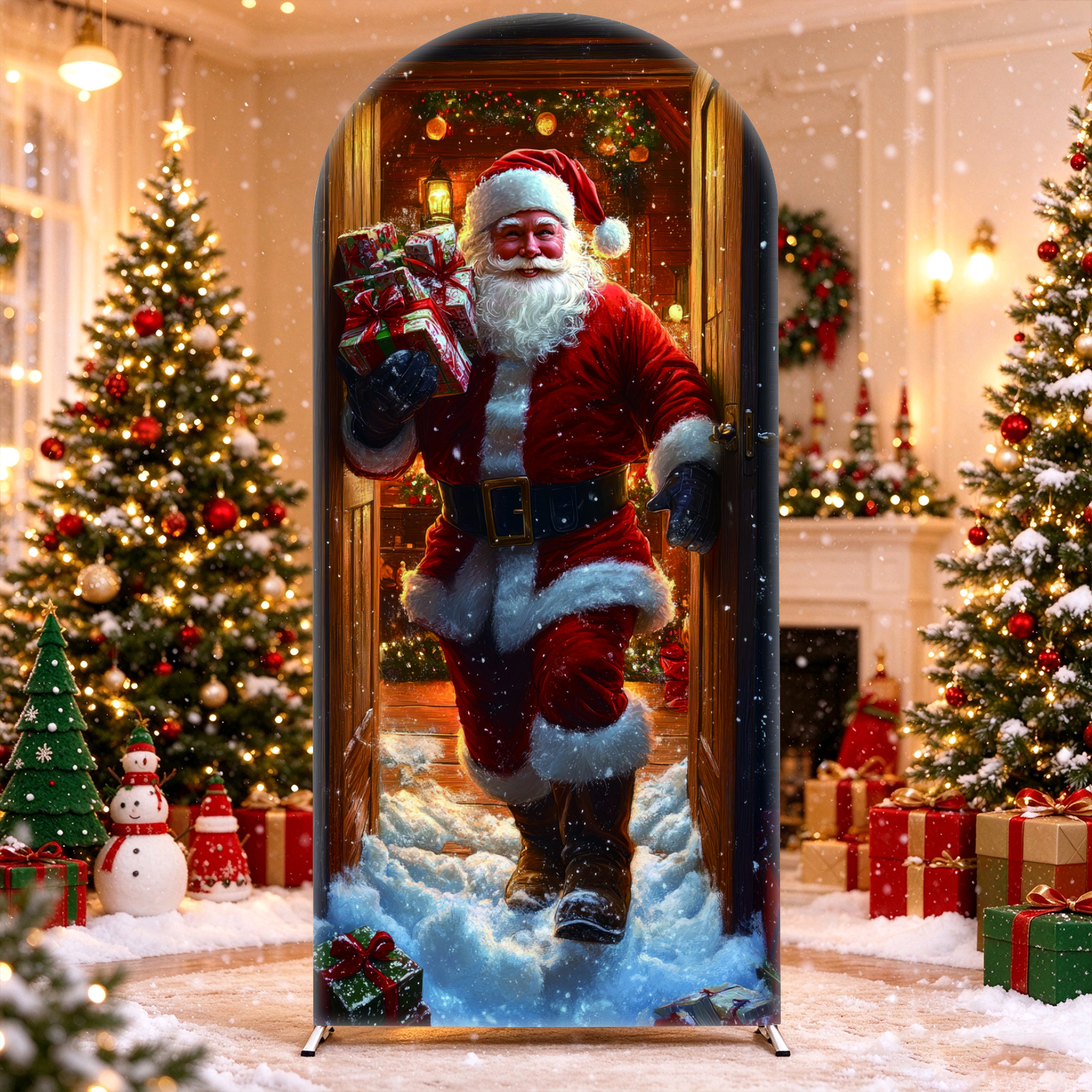 Weihnachts-Lebkuchenmann-Bogenhintergrund-Stoff