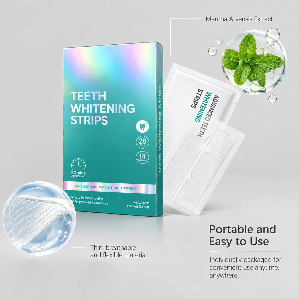 Teeth whitening strips, thin, breathable, daily oral care
