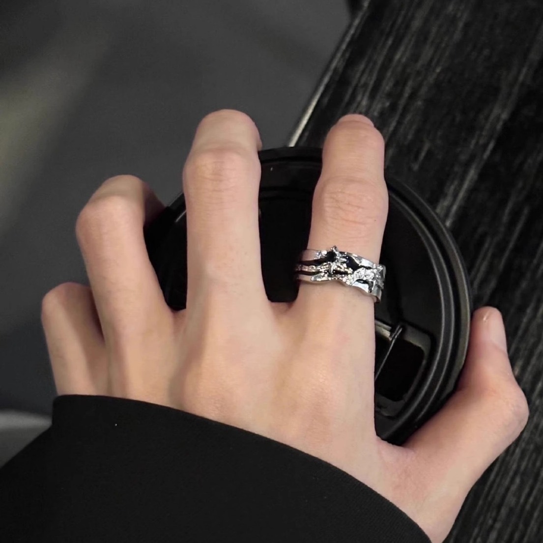 Star Burst Ring, Men and Women, Dark Style, Luxury