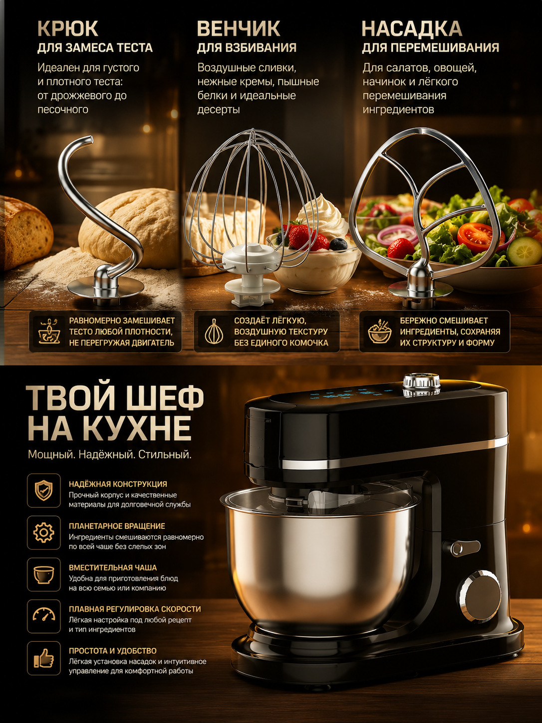 Multifunctional kitchen machine dough mixer blender grinder