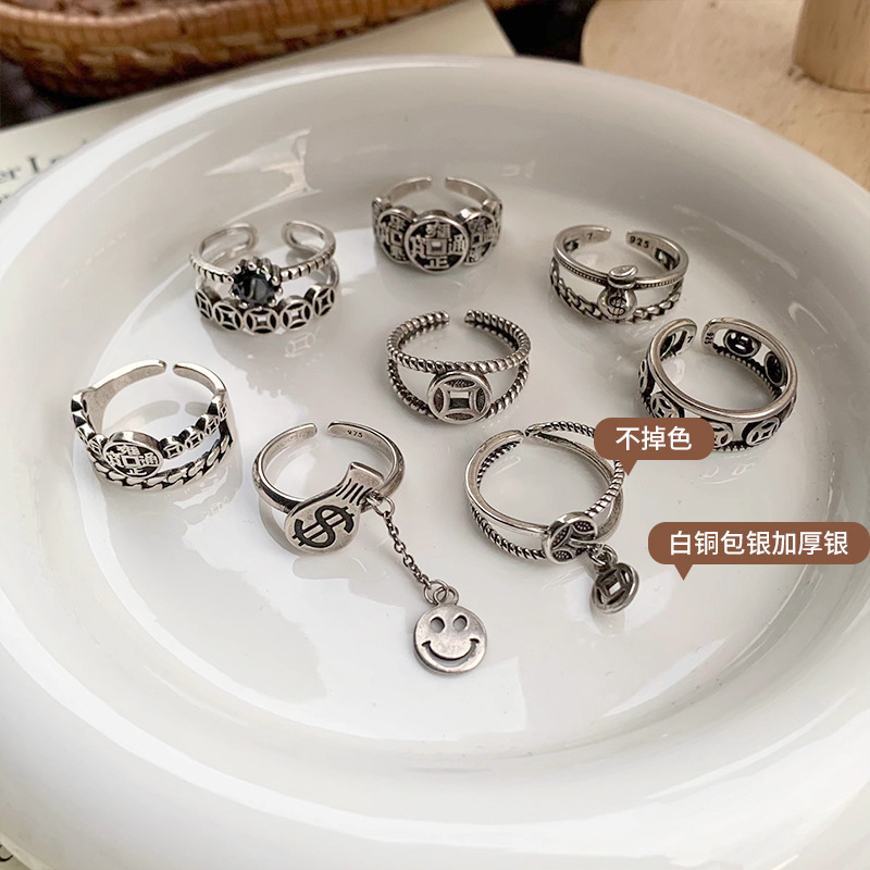 925er Silberring, Piyao, Vintage Offenmunddesign