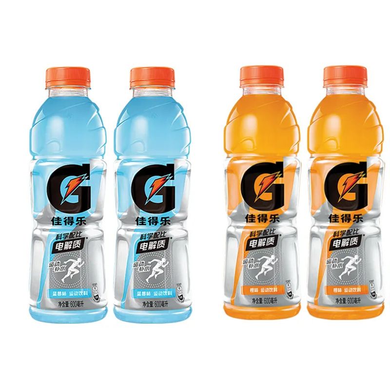 百事佳得乐运动饮料600ml*2蓝莓味+600ml*2橙味运动健身补充电解