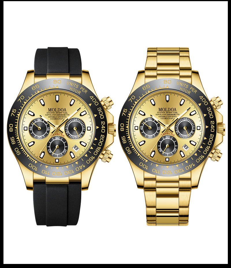 Herrenarmbanduhr mit Kalender, transparentes Design, wasserdicht