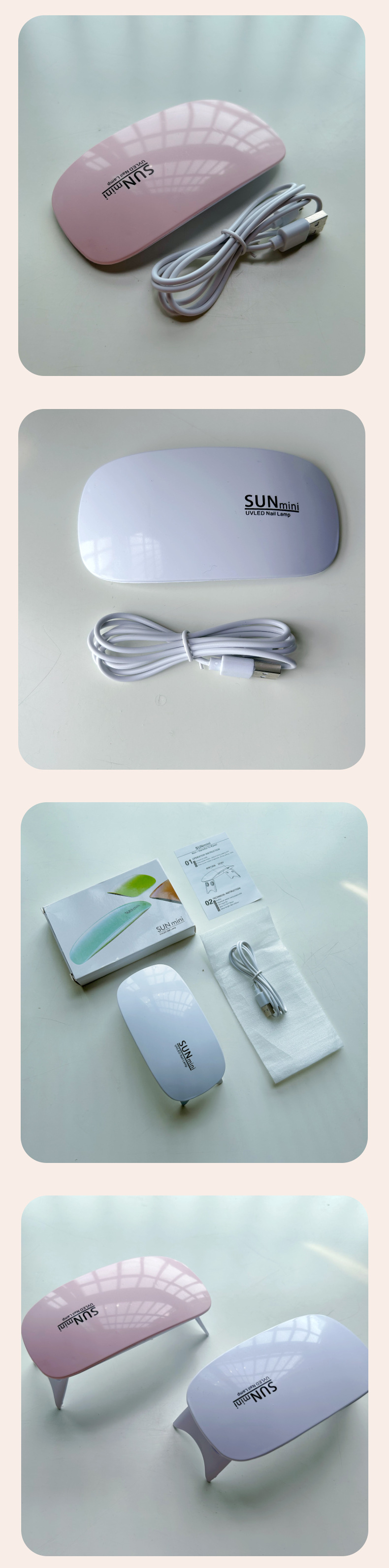 Portable LED nail lamp, foldable, USB rechargeable