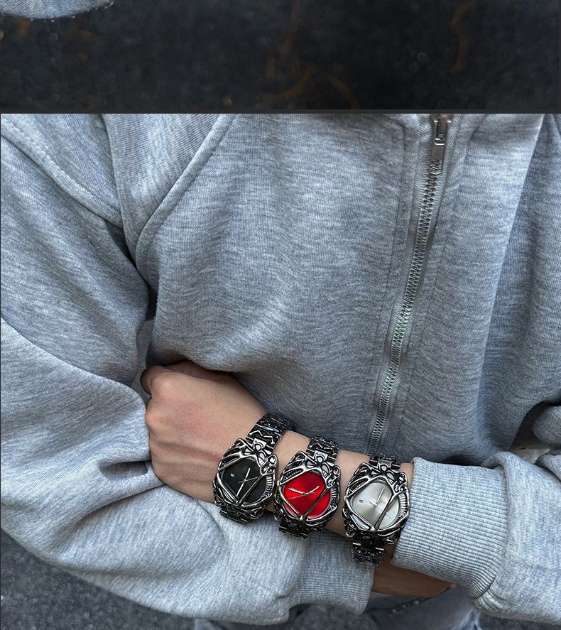 Y2K erkek saati, örümcek ağı alabaster, su geçirmez