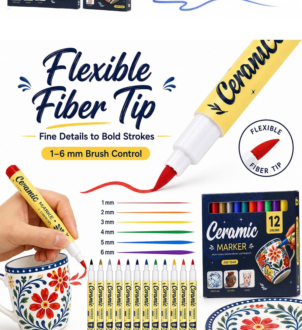 Ceramic paint marker set, waterproof, DIY
