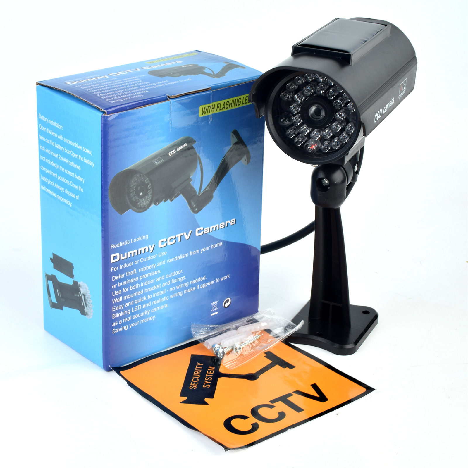 Solar fake security camera with LED light