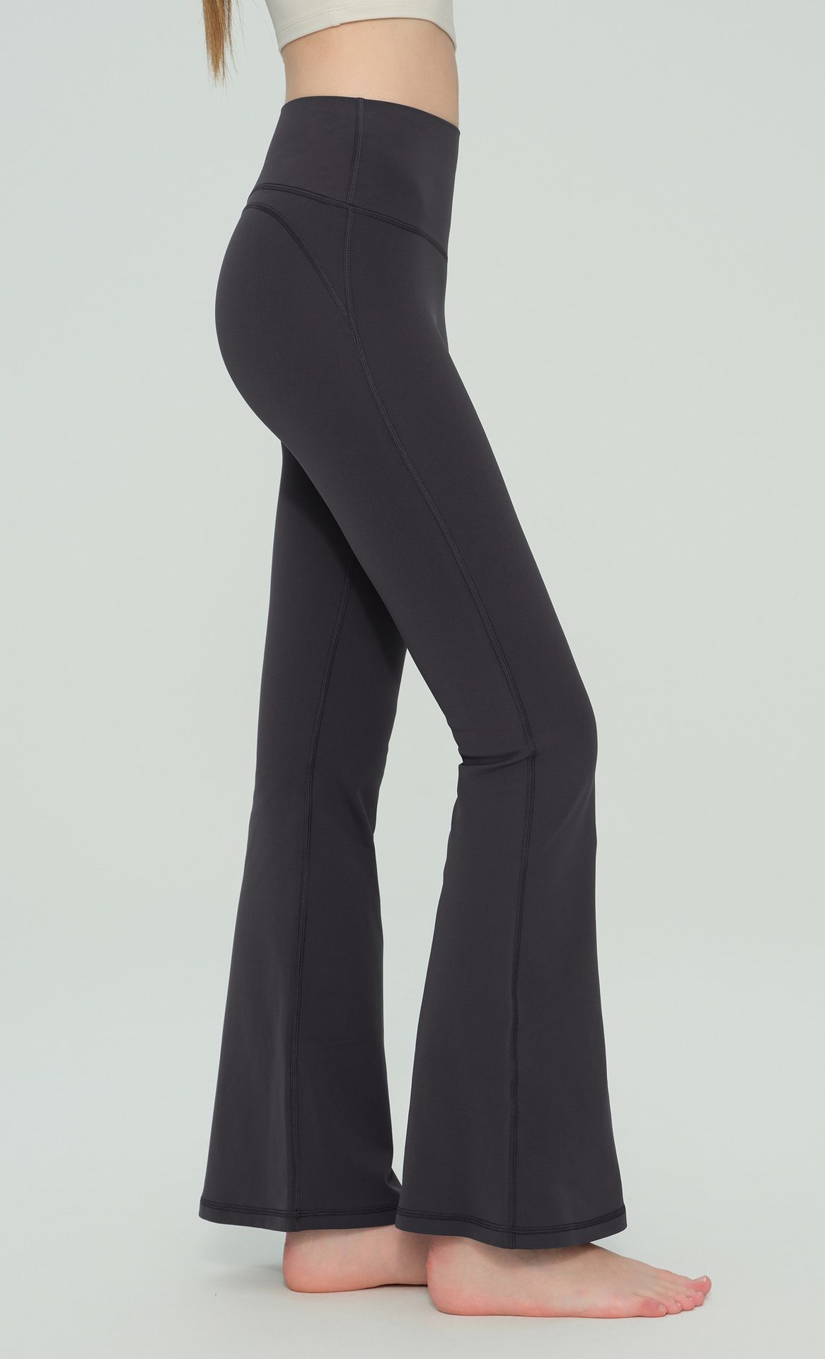 Micro flare yoga pantolonu, yüksek bel, ince görünümlü