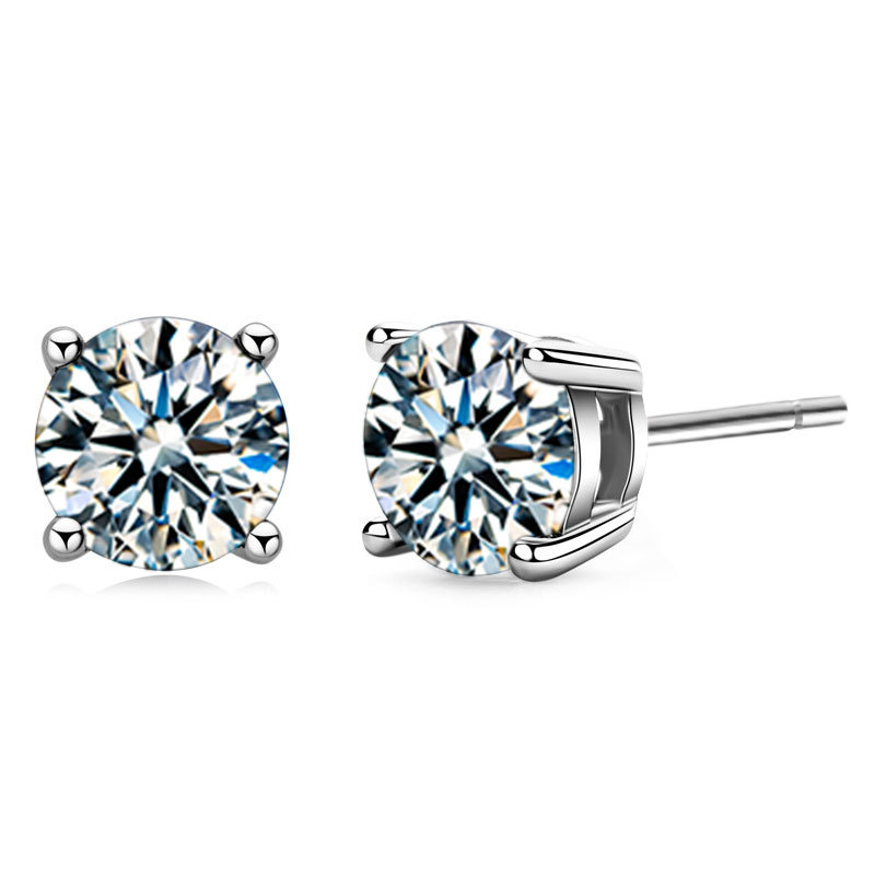Moissanite Silver Earrings 925 Sterling Round Elegant Design