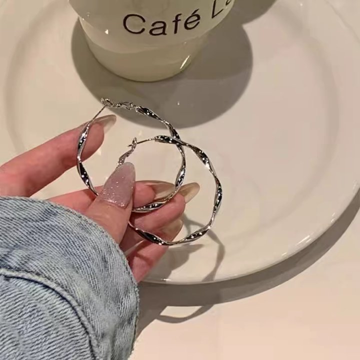 S925 silver hoop earrings, minimalist, fashion, versatile