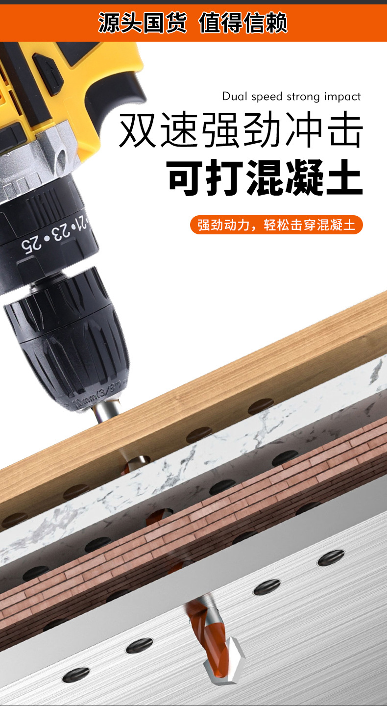 Rechargeable Lithium Electric Drill and Screwdriver Set, Impact