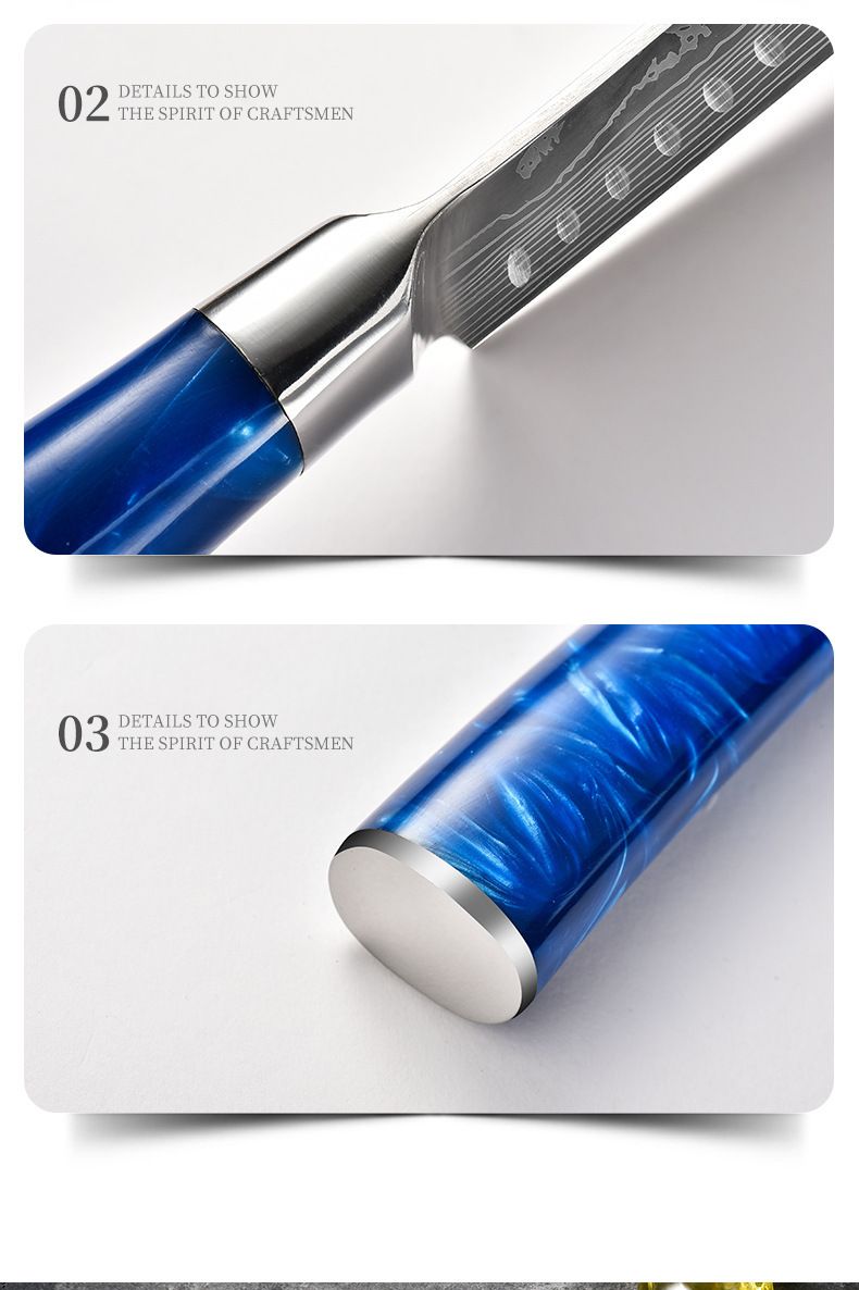Damaszener-Muster Messerset, 7-Zoll Santoku, Entbeiningmesser
