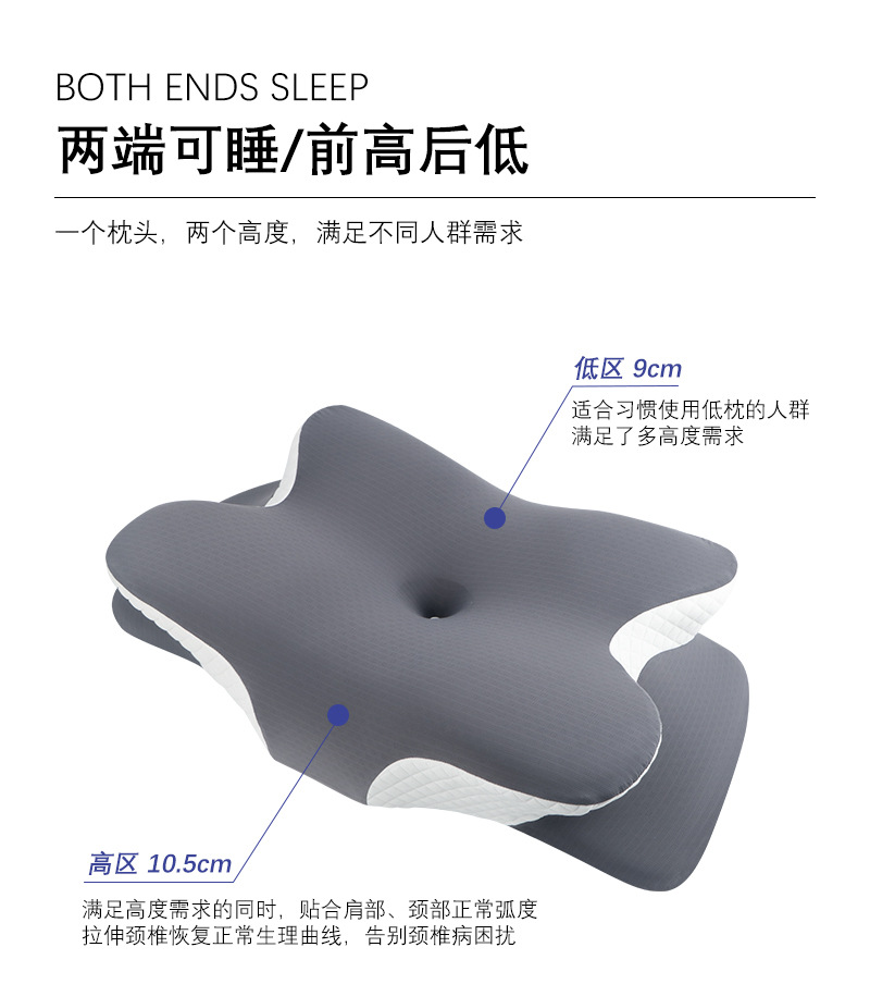 Memory foam pillow with cervical support, breathable