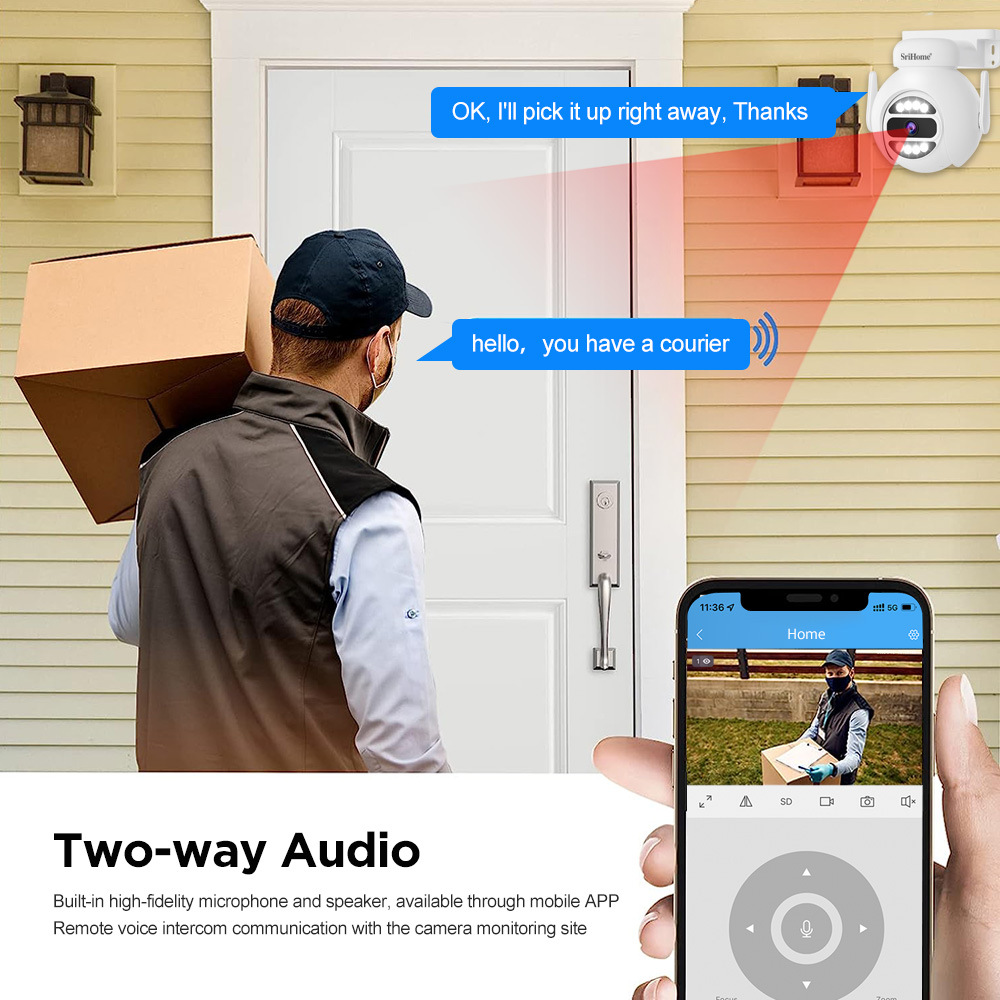 SriHome 8-channel monitoring kit, 5MP camera, 10-inch display