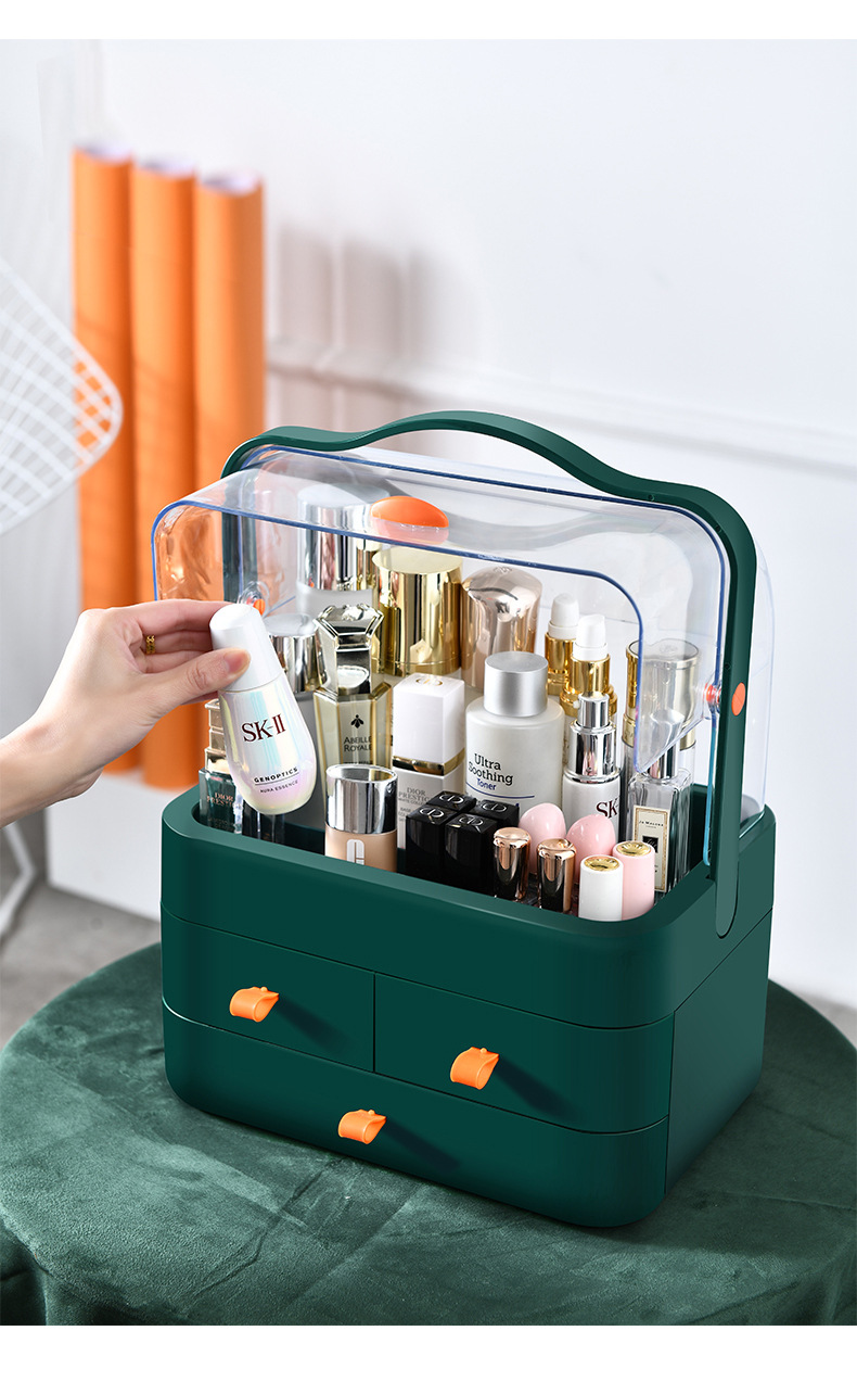 Cosmetic storage box drawer type dust-proof