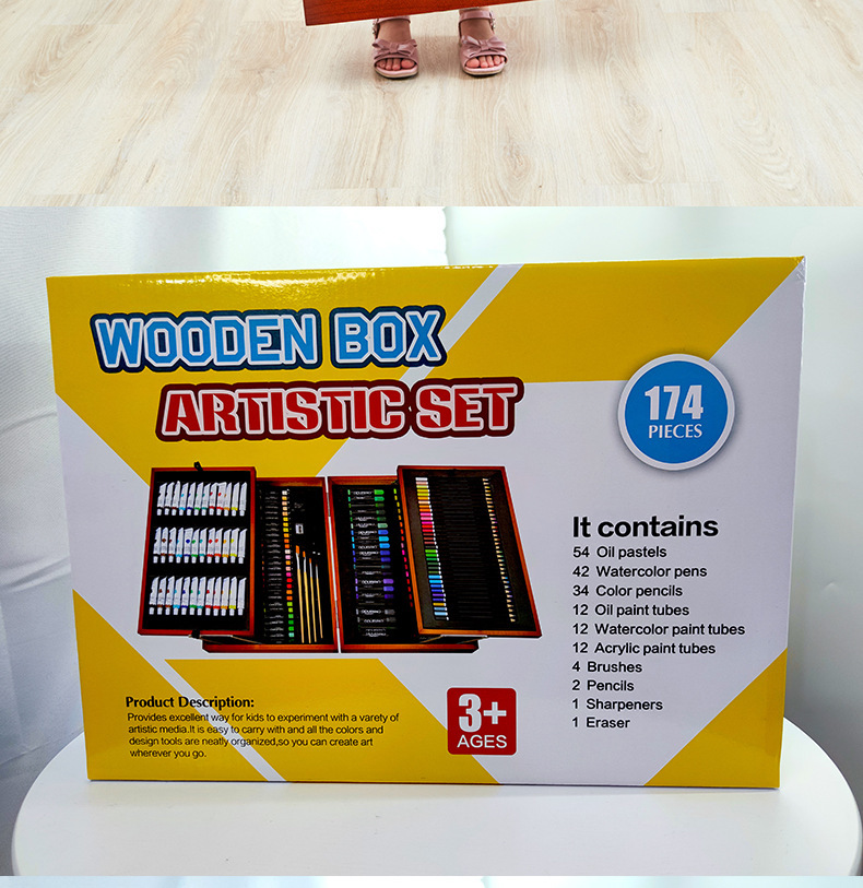 Mal-Set, 174 Teile, für Schüler, Holzbox
