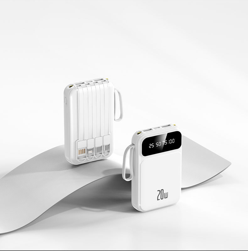 20000mAh powerbank, 3C sertifikalı, dört kablolu, uçağa uygun