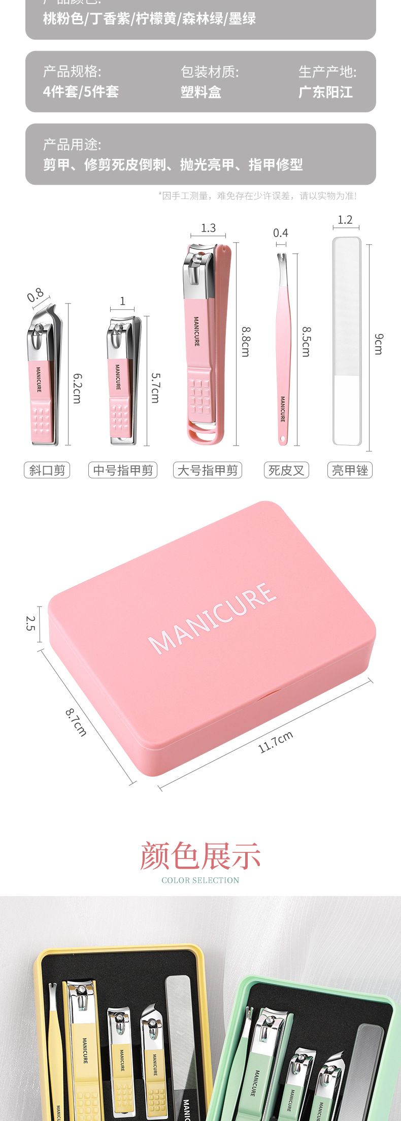 Nagelschere Set Edelstahl, tragbar mit Behälter