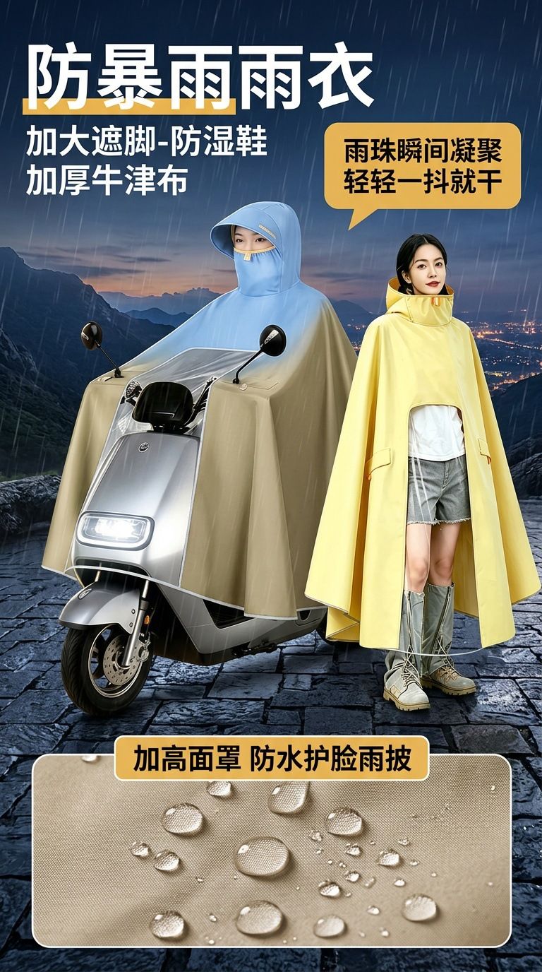 Damen Elektromobil-Regenmantel, vollständiger Regenschutz