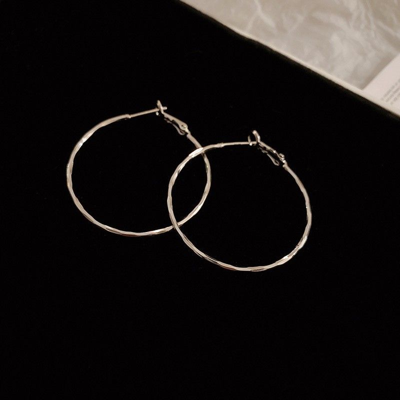Silver needle C-shaped geometric earrings, elegant design