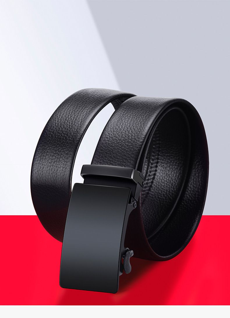 Leather men's belt, automatic buckle, business/casual