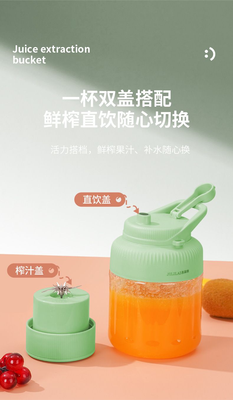 Portable rechargeable fruit juicer with large capacity