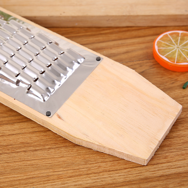 Stainless steel vegetable grater set, multifunctional, wooden base