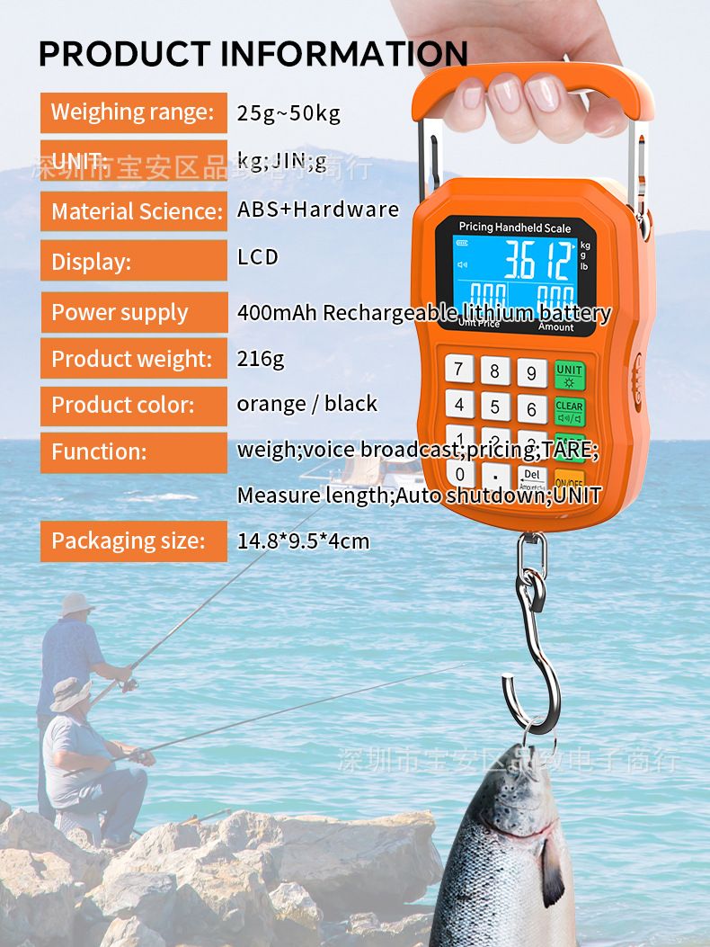 50kg portable electronic scale with voice counting, USB rechargeable