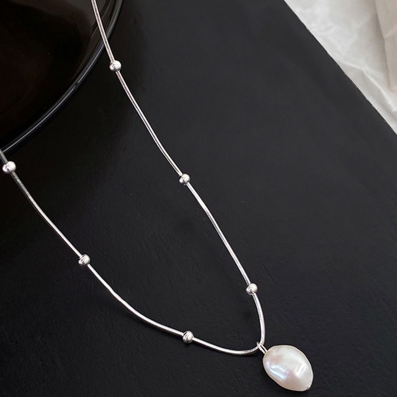 Freshwater pearl necklace, titanium steel, non-fading
