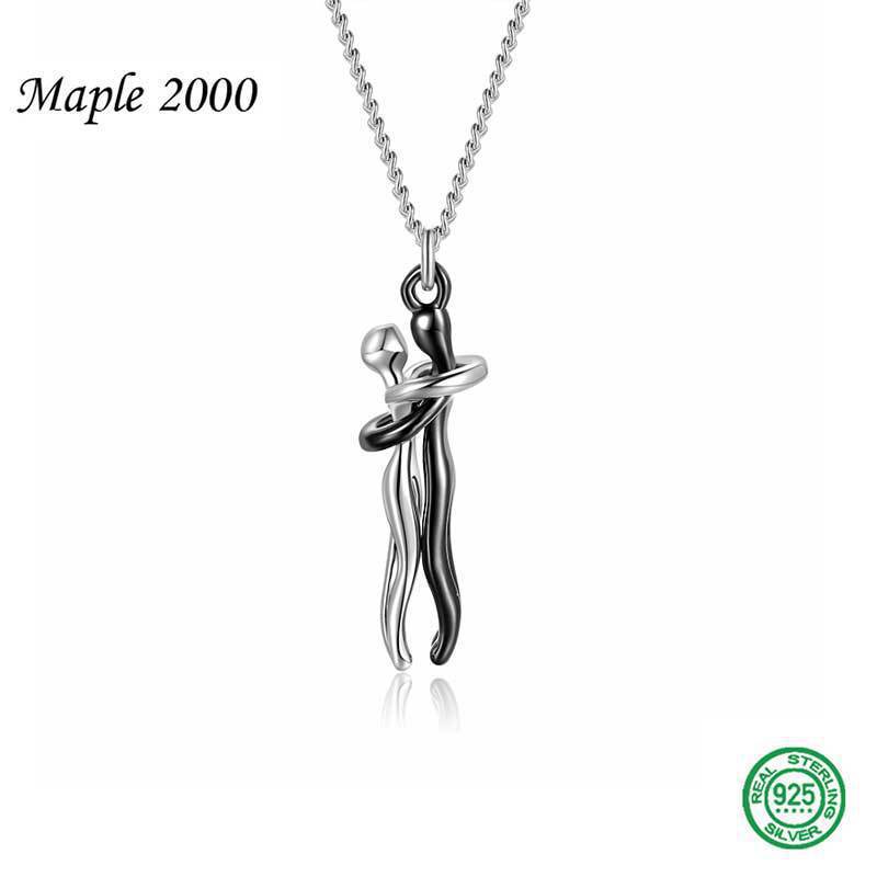 Grenzüberschreitend kreative Liebhaber-Anhänger Schmuck S925 Sterlingsilber umarmende Halskette Schlüsselbeinkettemit Modeschmuck doppelte Umarmungshals-Verzierung