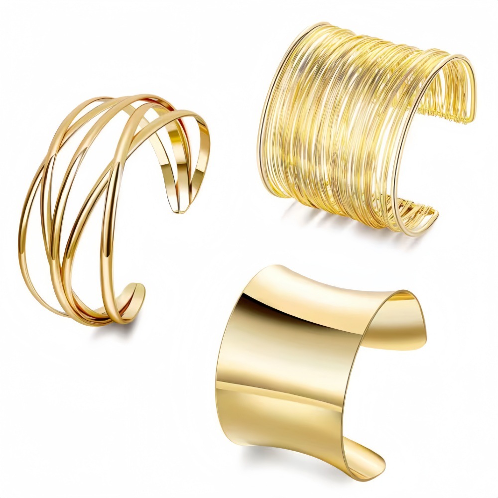 C-Shaped Bracelet, Half-Circle Cut Metal Design