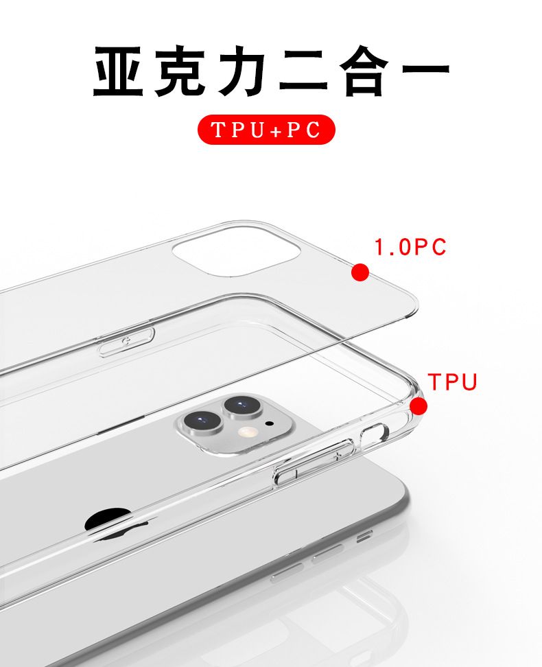 iPhone 12 Pro Max acrylic case, 2-in-1 PC TPU material