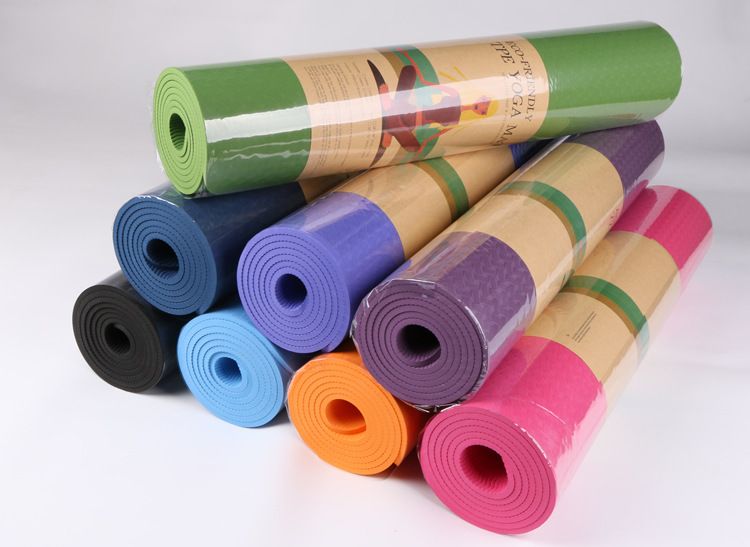 Yoga mat TPE, 183x80x0.6cm, monochrome, for beginners