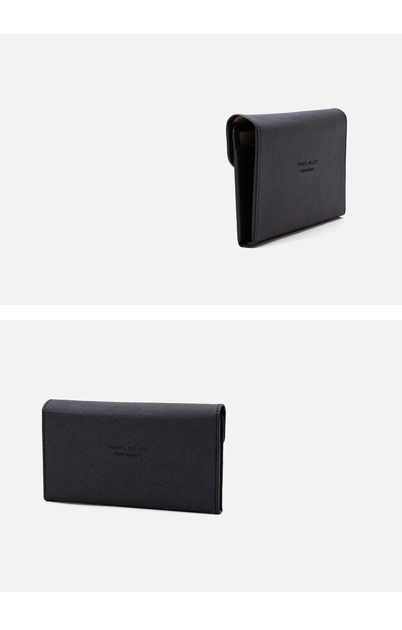 RFID pasaport cüzdanı, üç katlı, deri, seyahat için