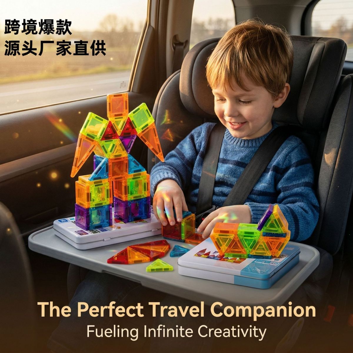 迷你磁力片彩窗磁力磁吸积木mini旅行铁盒套装益智玩具磁力片
