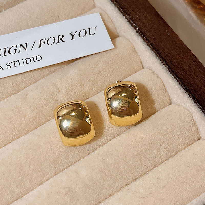 14K gold-plated geometric earrings, vintage style