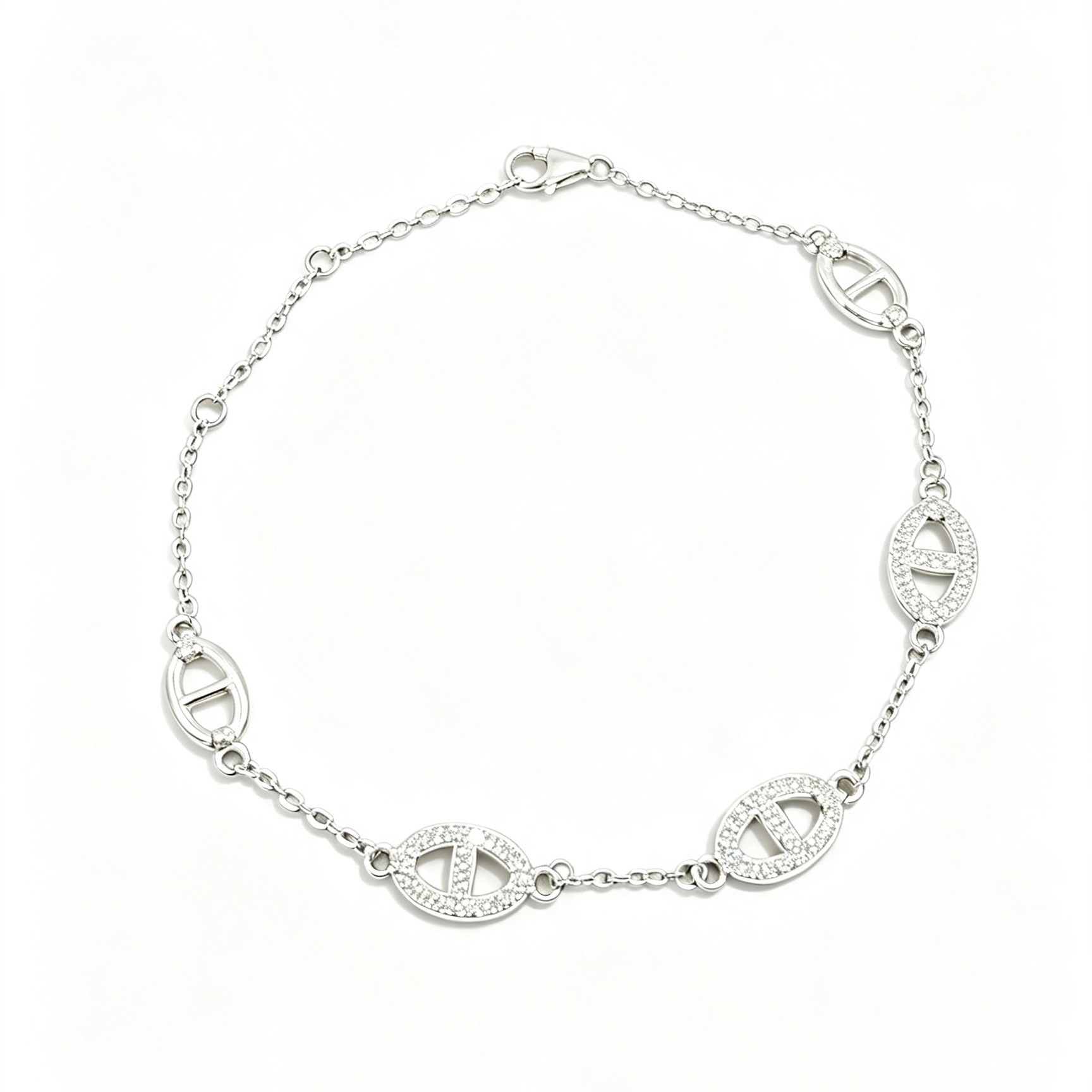 S925 Sterlingsilber Schweinennase Armband mit Zirkonia