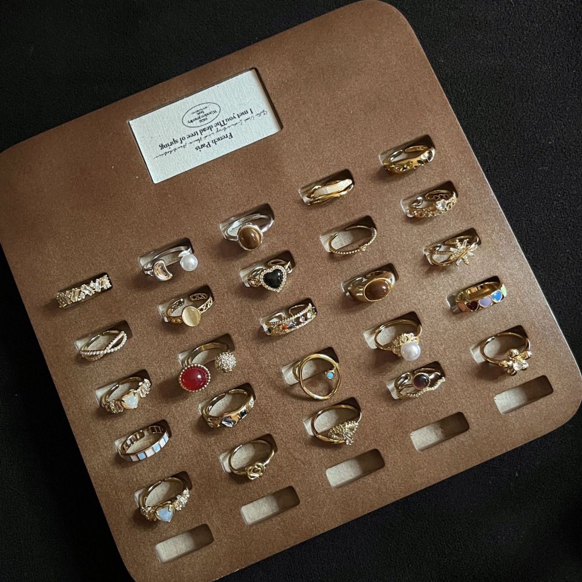 Vintage-Silberring Emaille Perlmutt Nischendesign