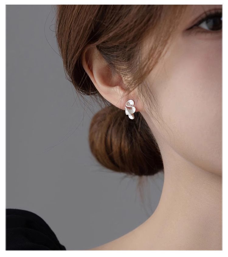 S925 Sterling Silver Matte Flower Earrings, Elegant Women's Jewelry