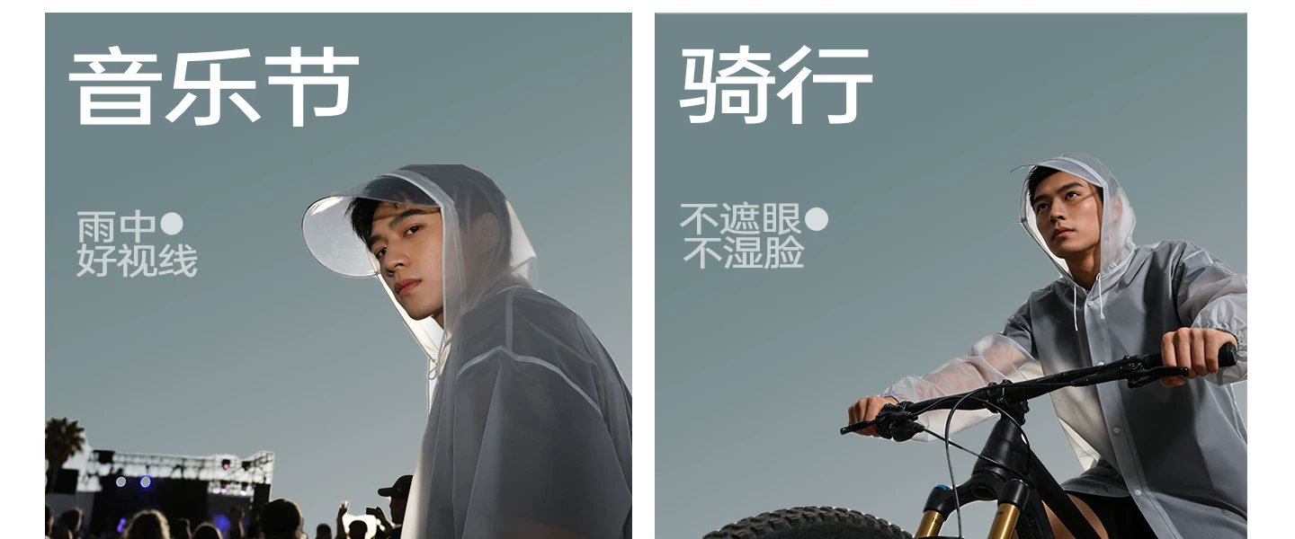 Reusable long raincoat, heavy rain protection
