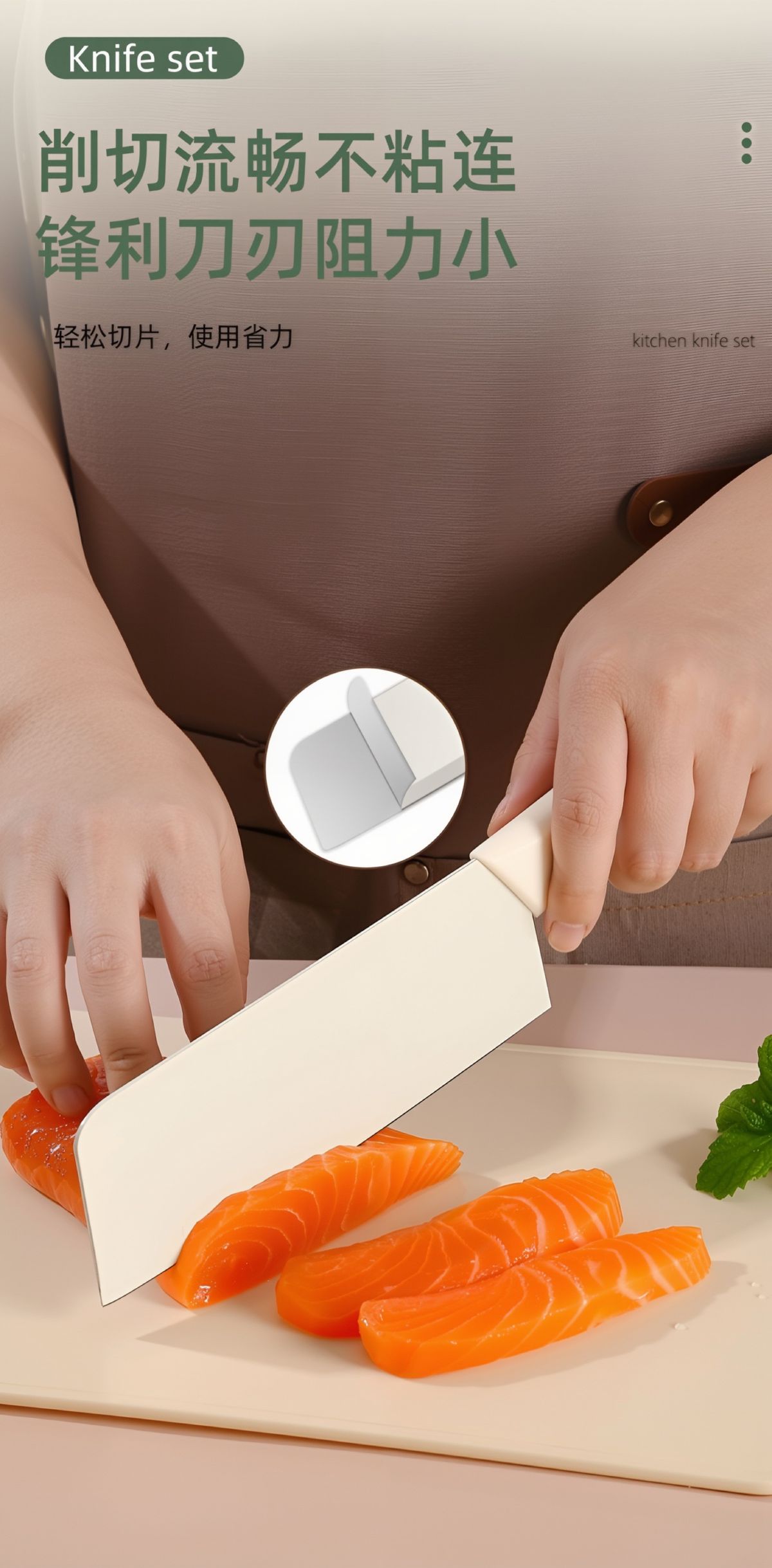Kitchen knife and cutting board with silicone spatula and spoon
