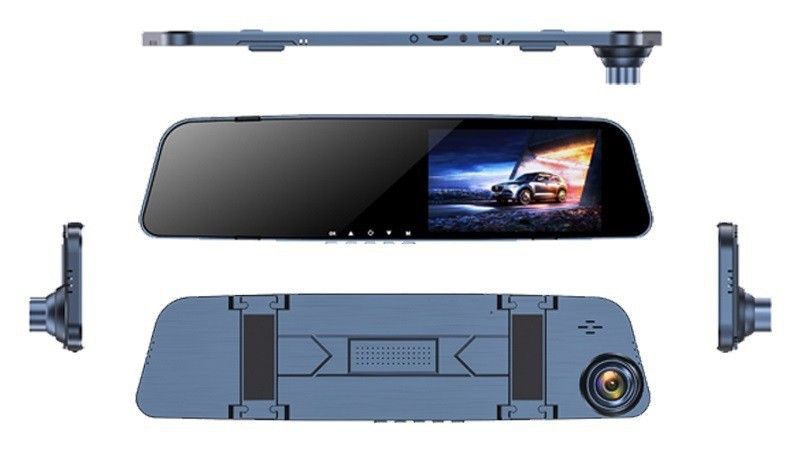 Dual-channel dash cam front-rear, 5-inch screen, loop recording
